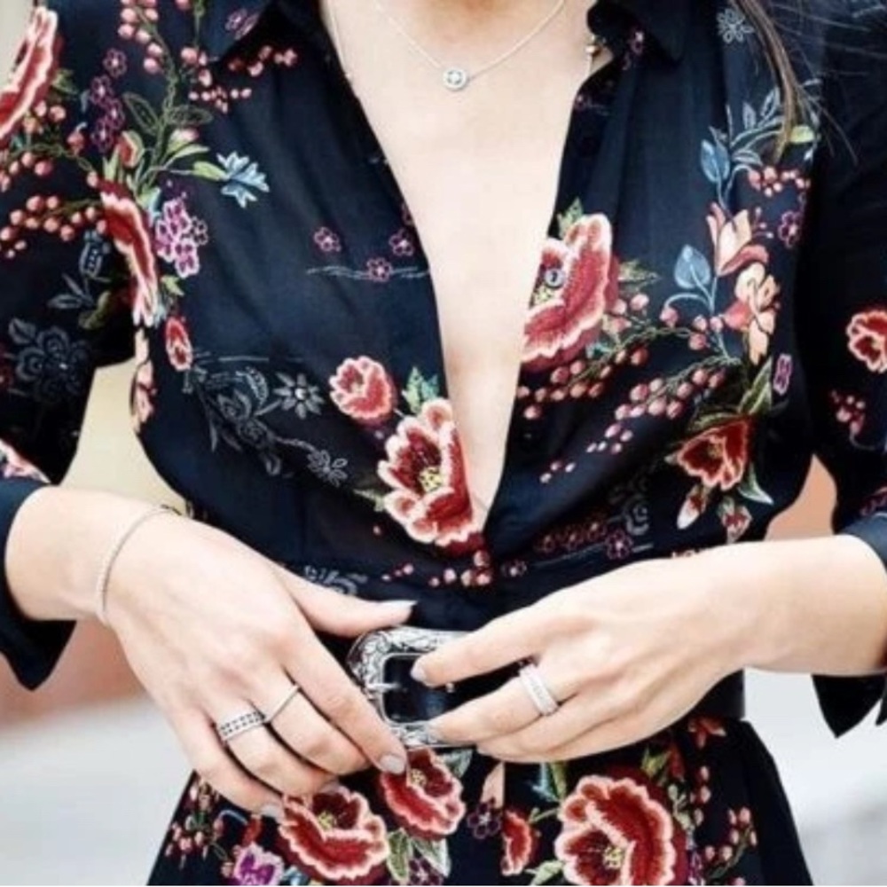 NWOT Elegant Zara trafaluc collection Multicolor Floral Long Sleeve Dress in XS - Picture 15 of 15